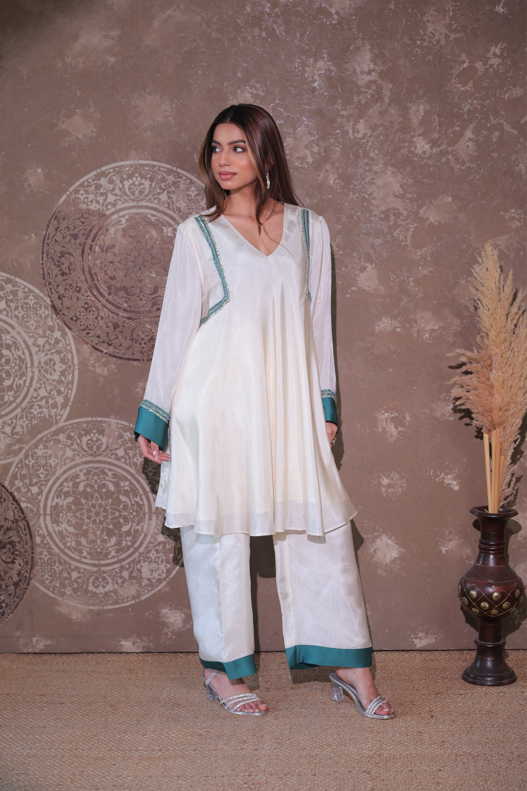 Ivory & Teal Fusion Co-ord Set