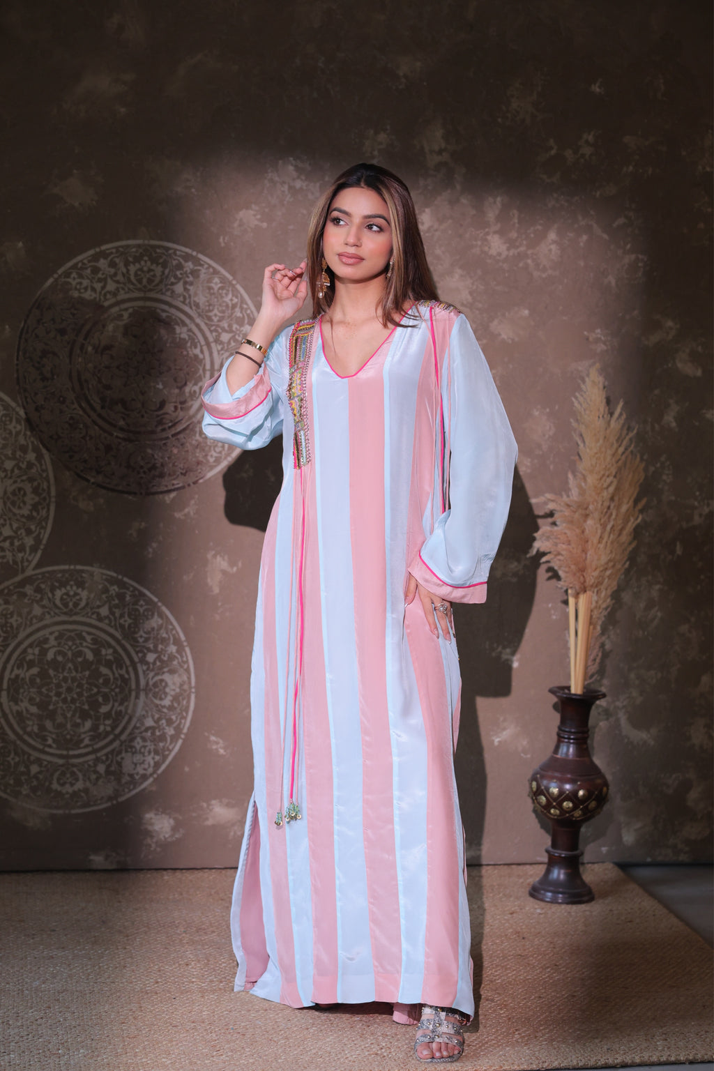Pastel Stripe Kaftan Set