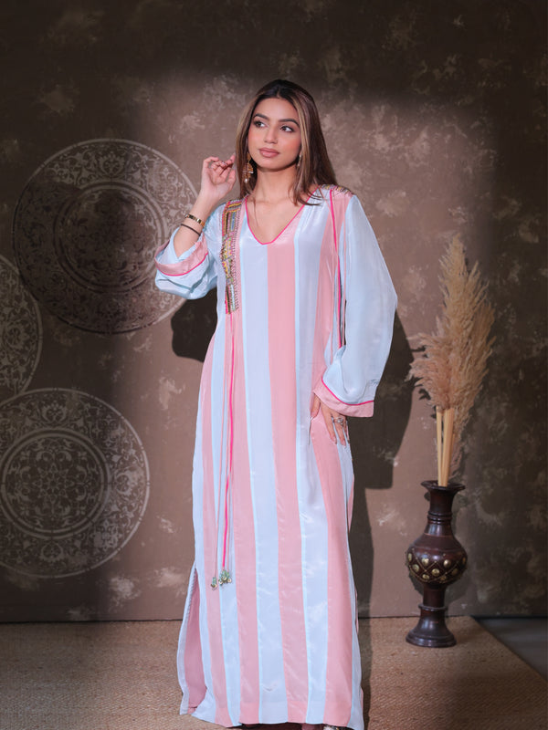 Pastel Stripe Kaftan Set