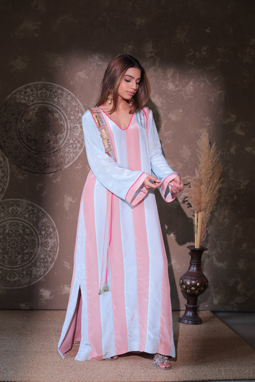 Pastel Stripe Kaftan Set
