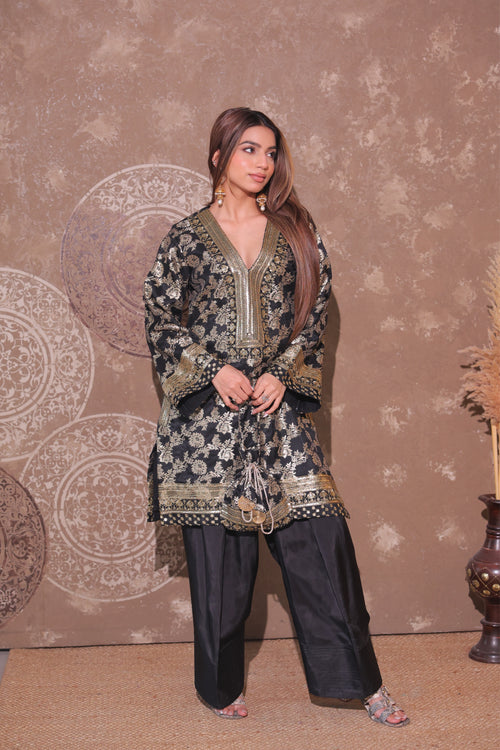 Classic Black Brocade Co-ord Set