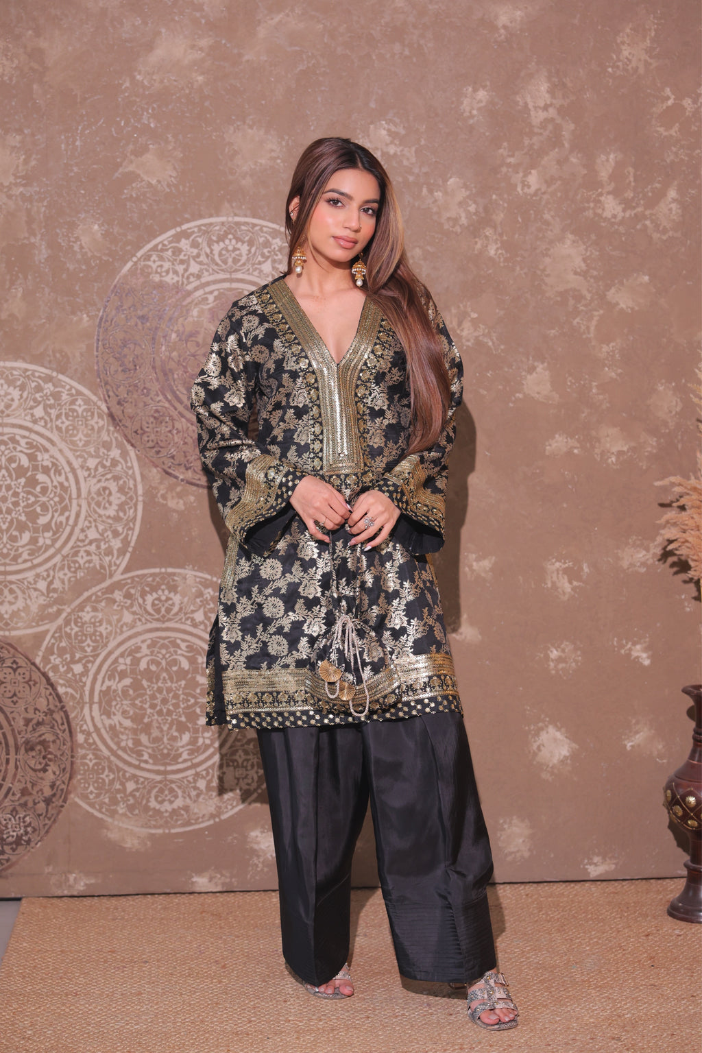 Classic Black Brocade Co-ord Set