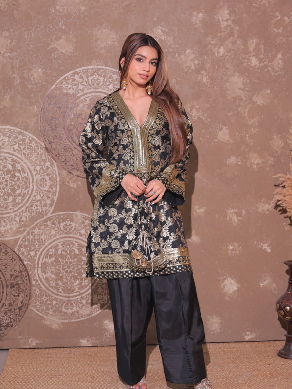 Classic Black Brocade Co-ord Set