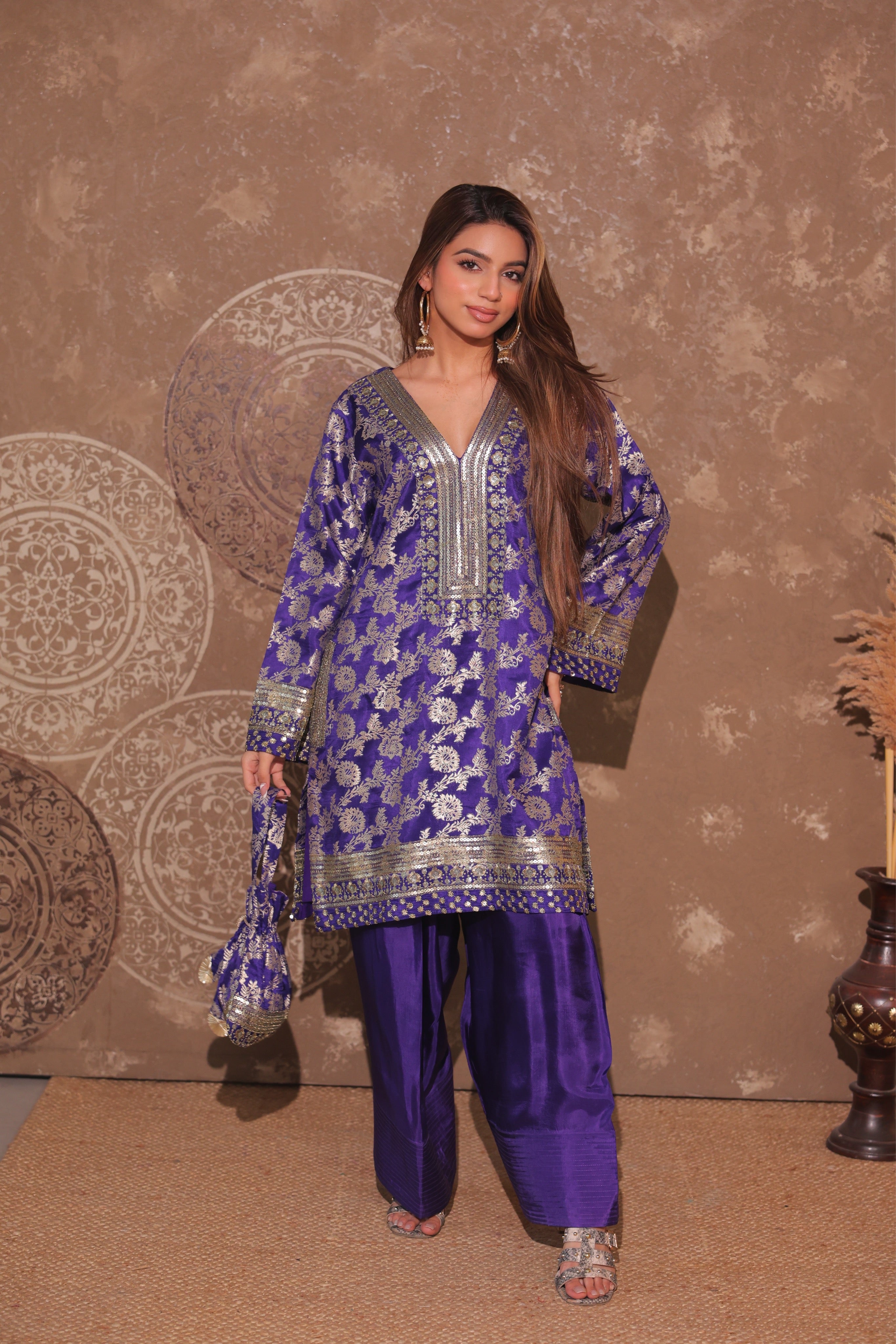 Royal Purple Brocade Co-ord Set