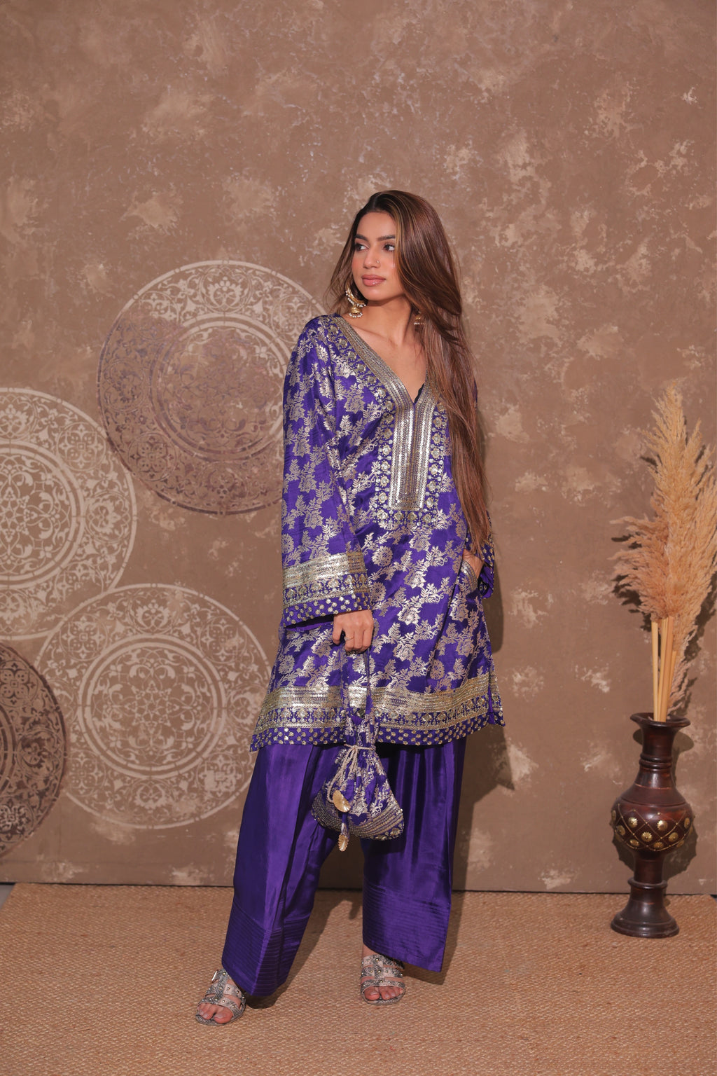 Royal Purple Brocade Co-ord Set
