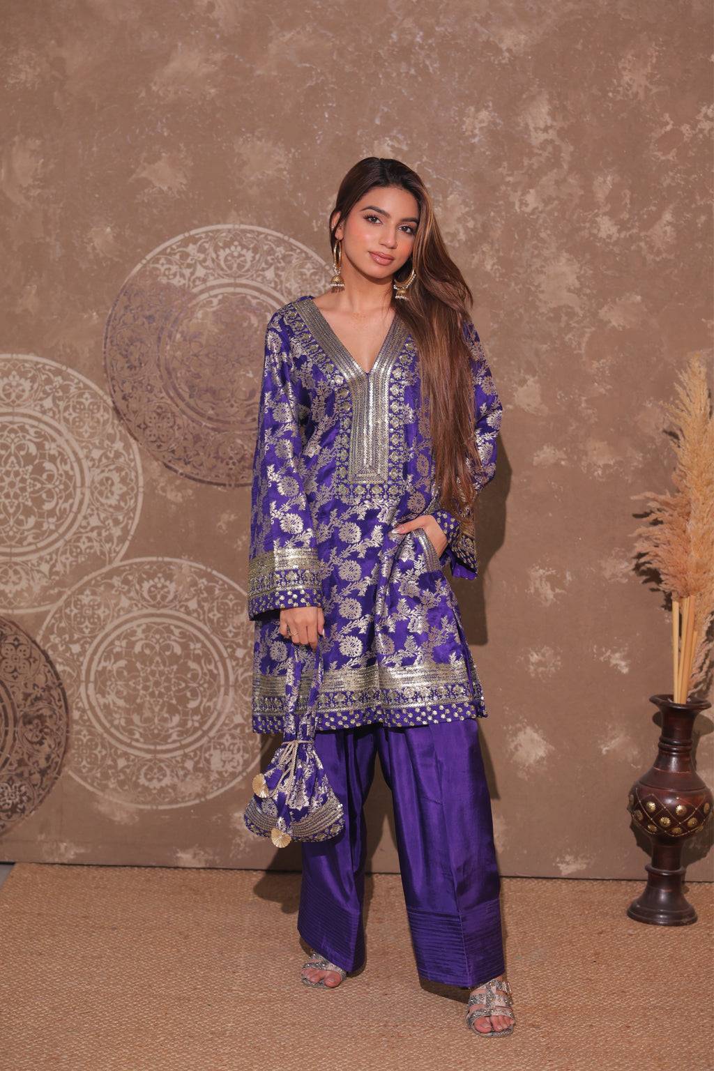 Royal Purple Brocade Co-ord Set