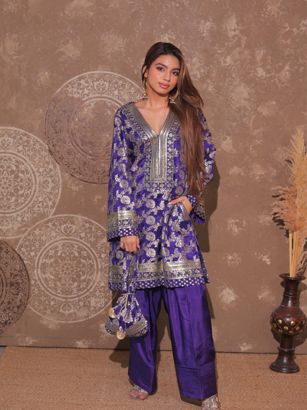 Royal Purple Brocade Co-ord Set