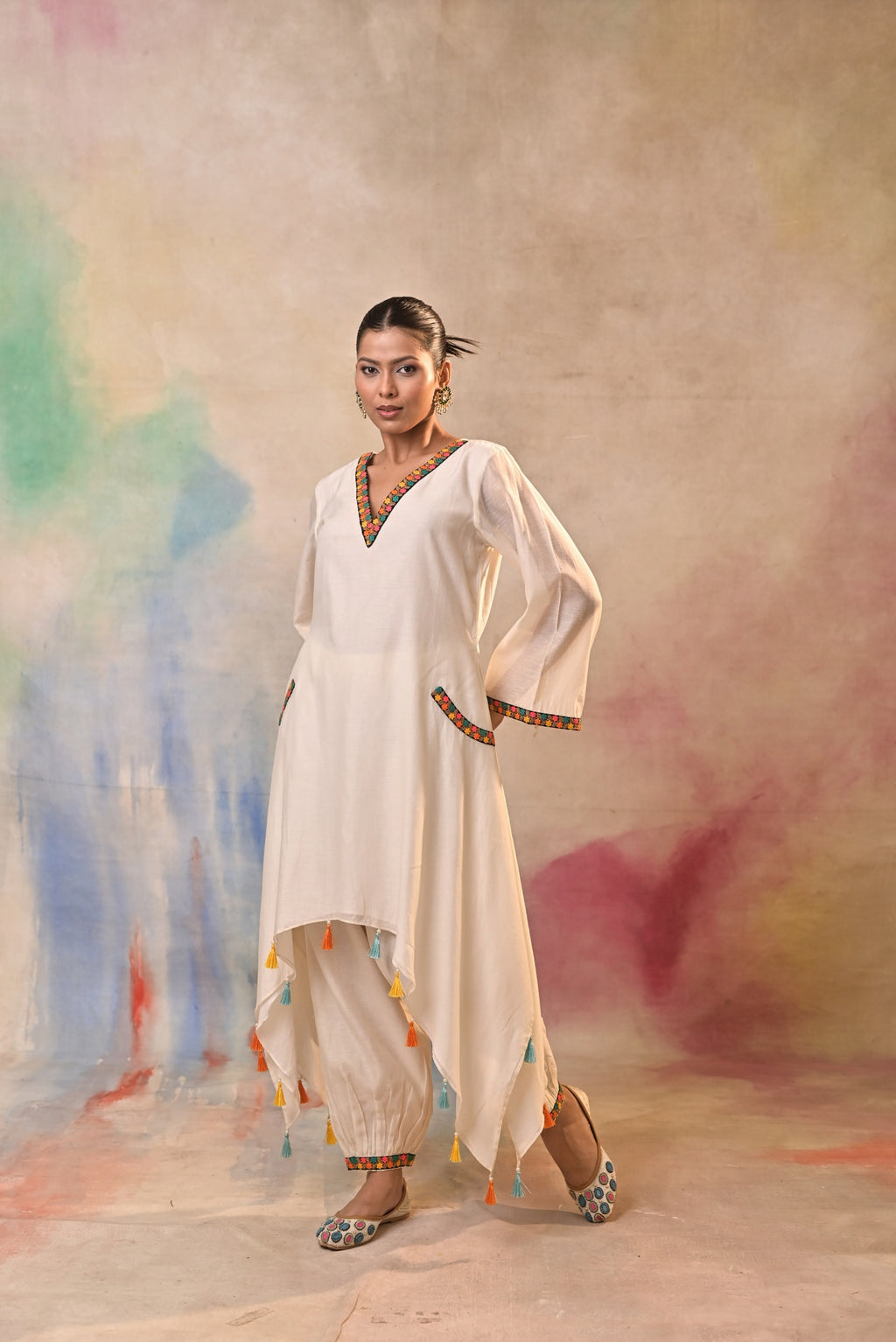 Ivory Tassel Kurta Set