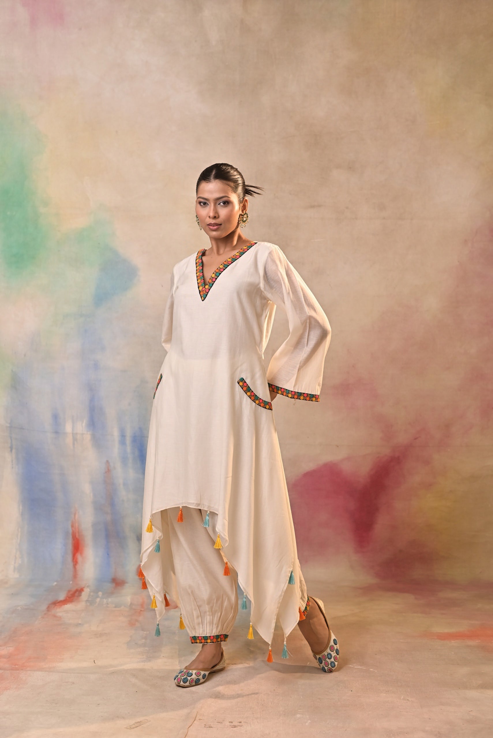 Ivory Tassel Kurta Set