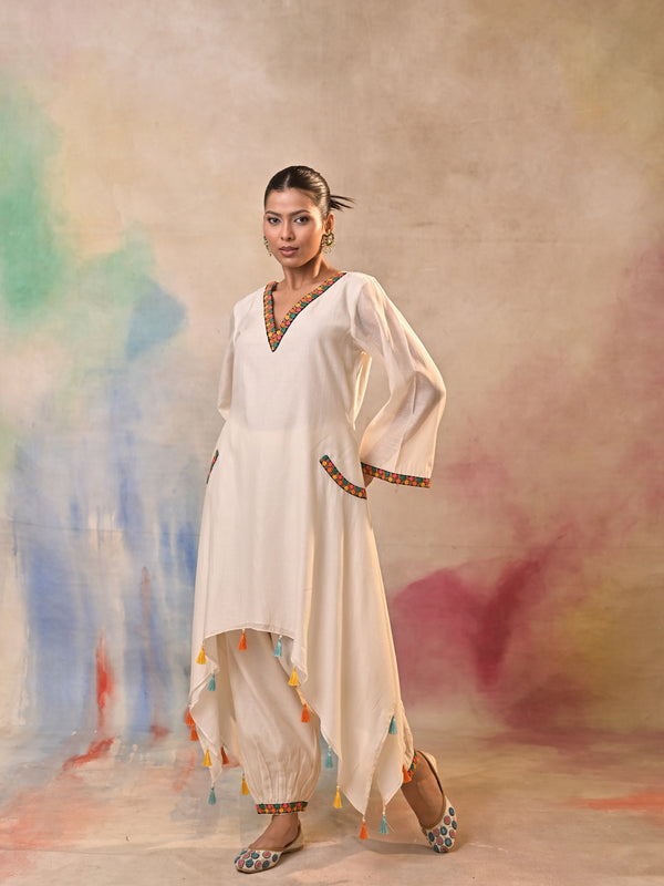 Ivory Tassel Kurta Set