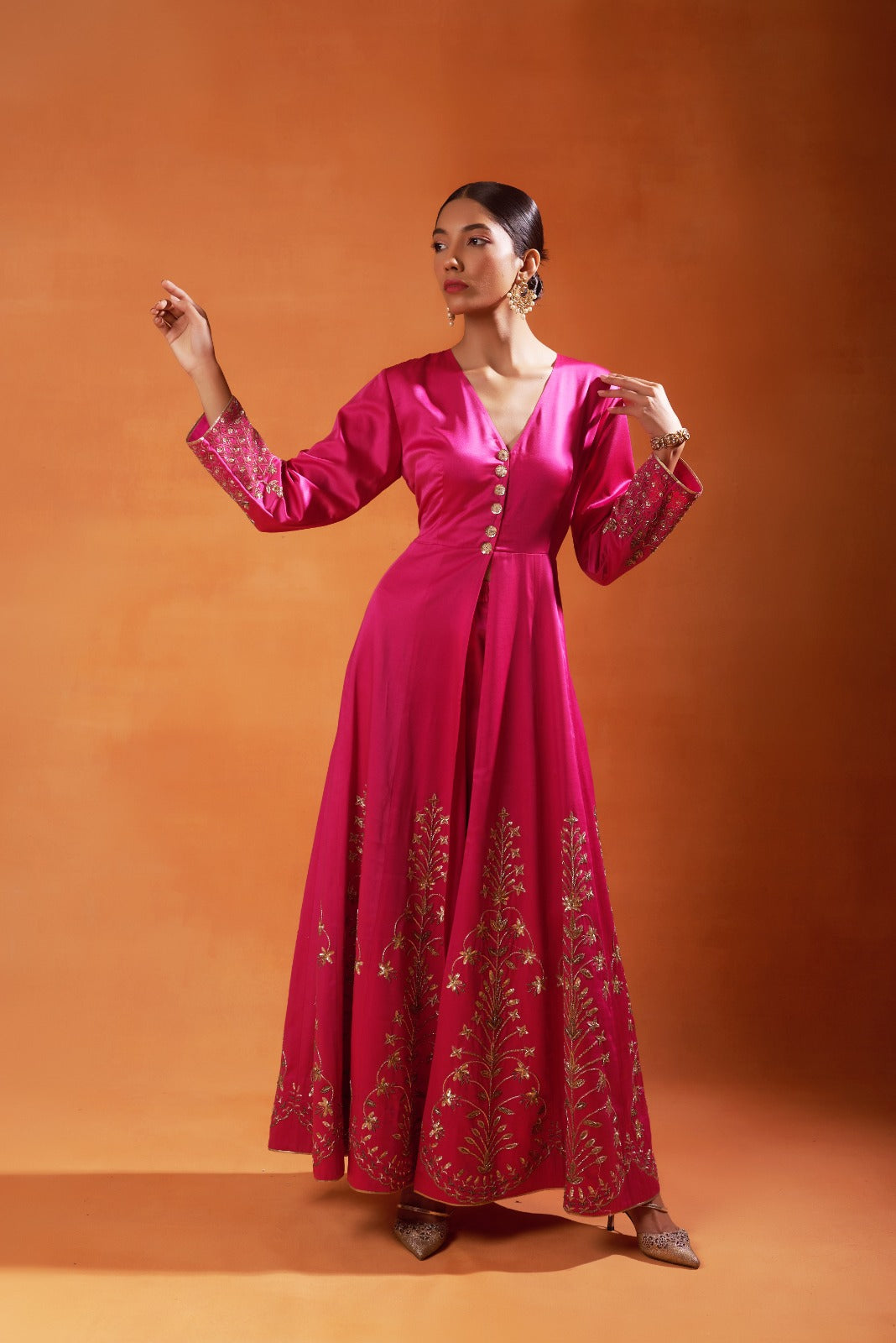 Rani Pink Embroidered Anarkali Set