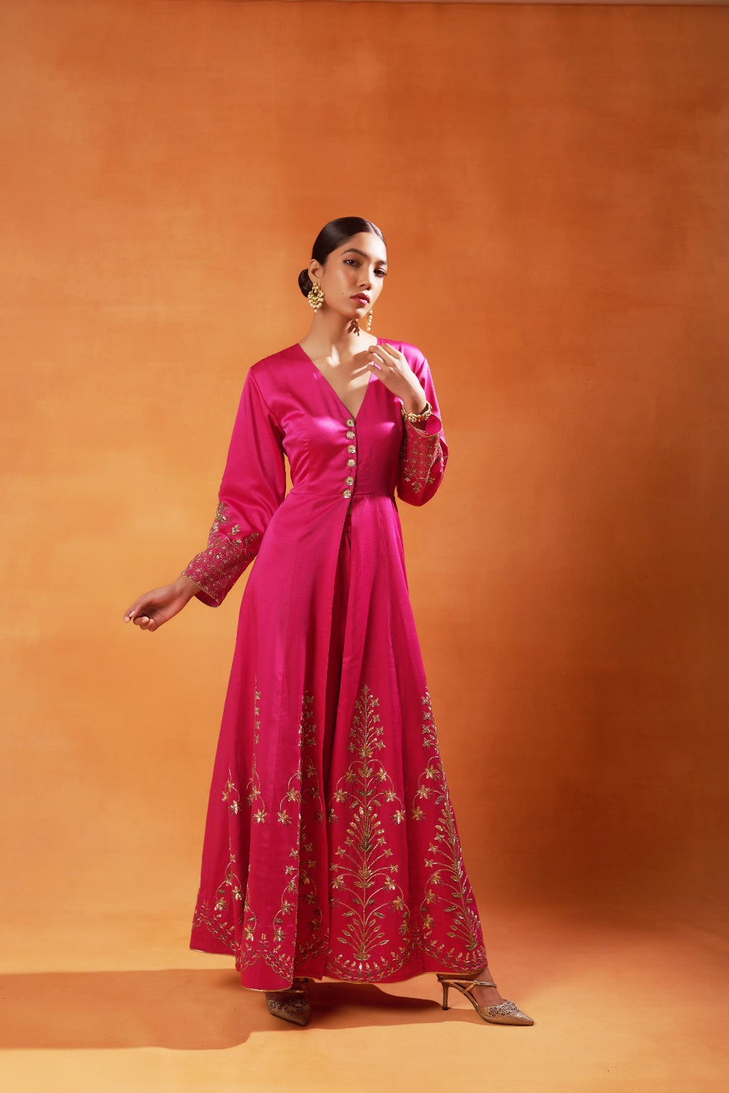 Rani Pink Embroidered Anarkali Set