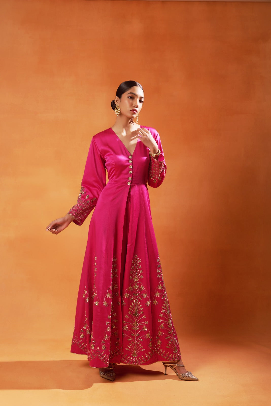 Rani Pink Embroidered Anarkali Set