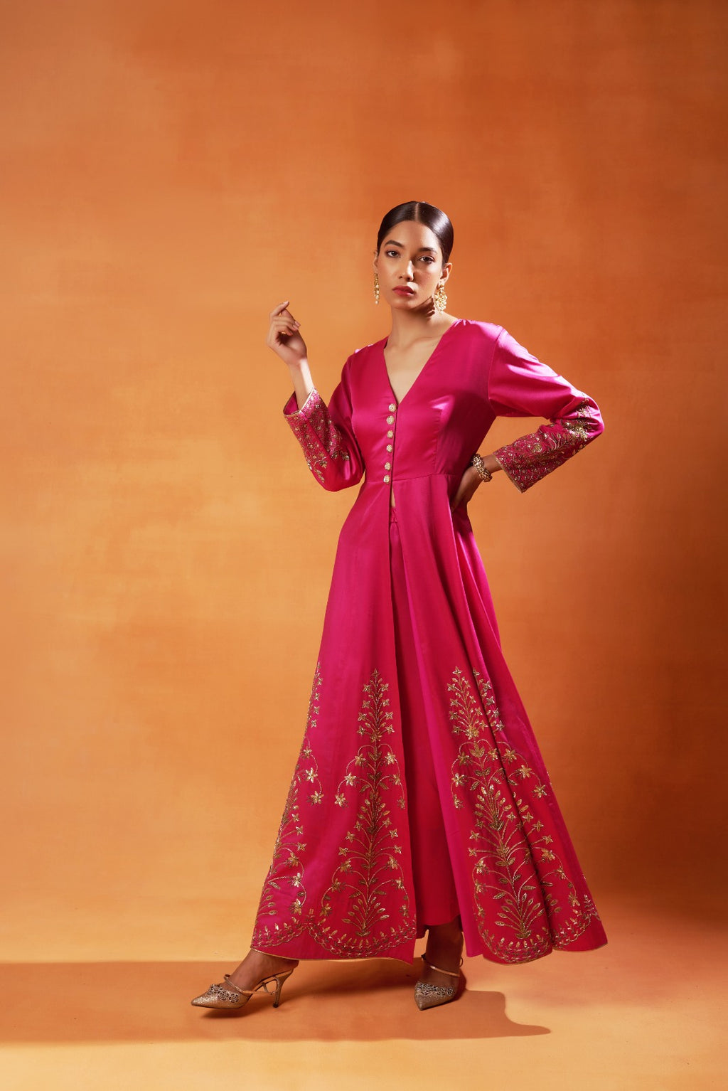 Rani Pink Embroidered Anarkali Set