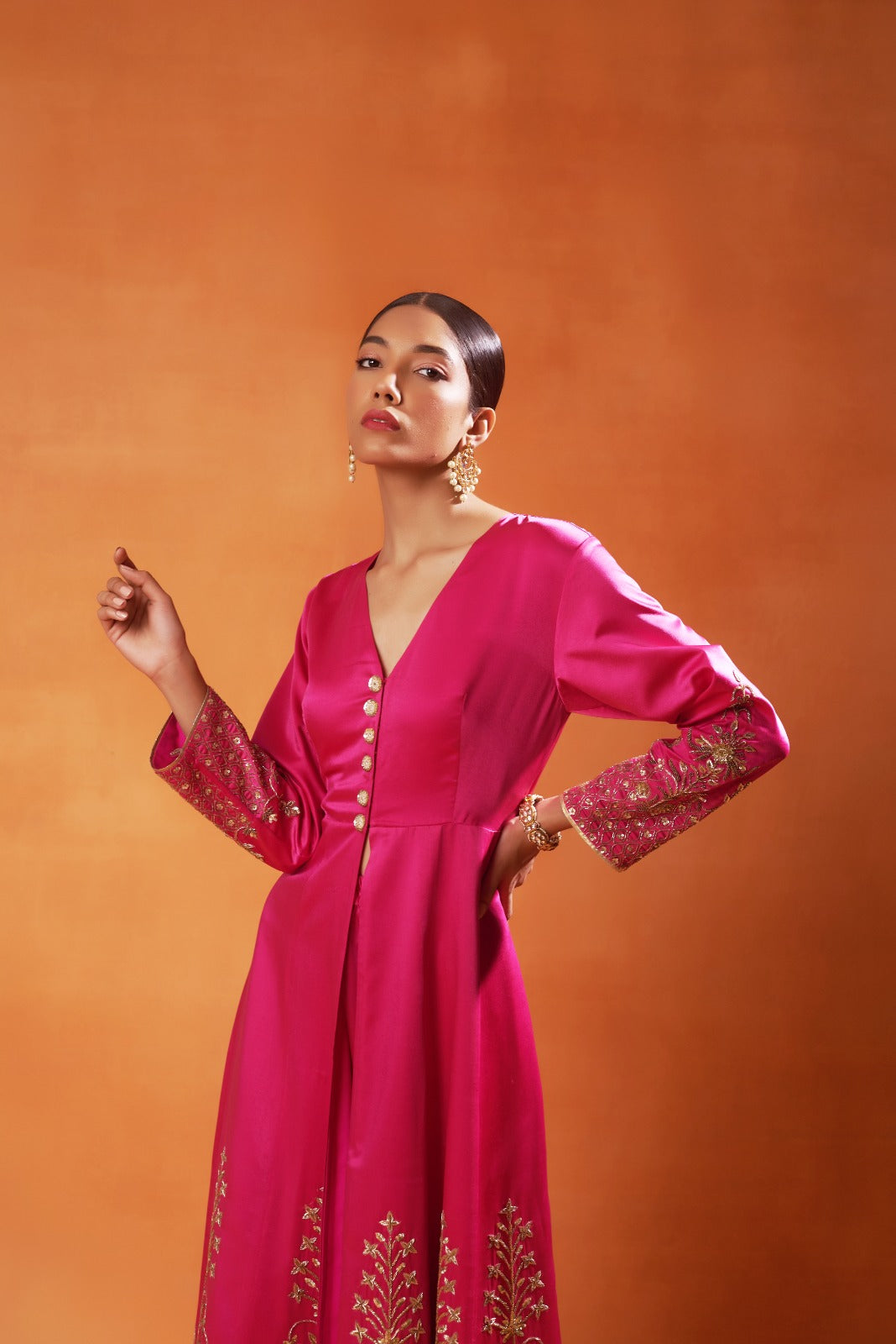 Rani Pink Embroidered Anarkali Set