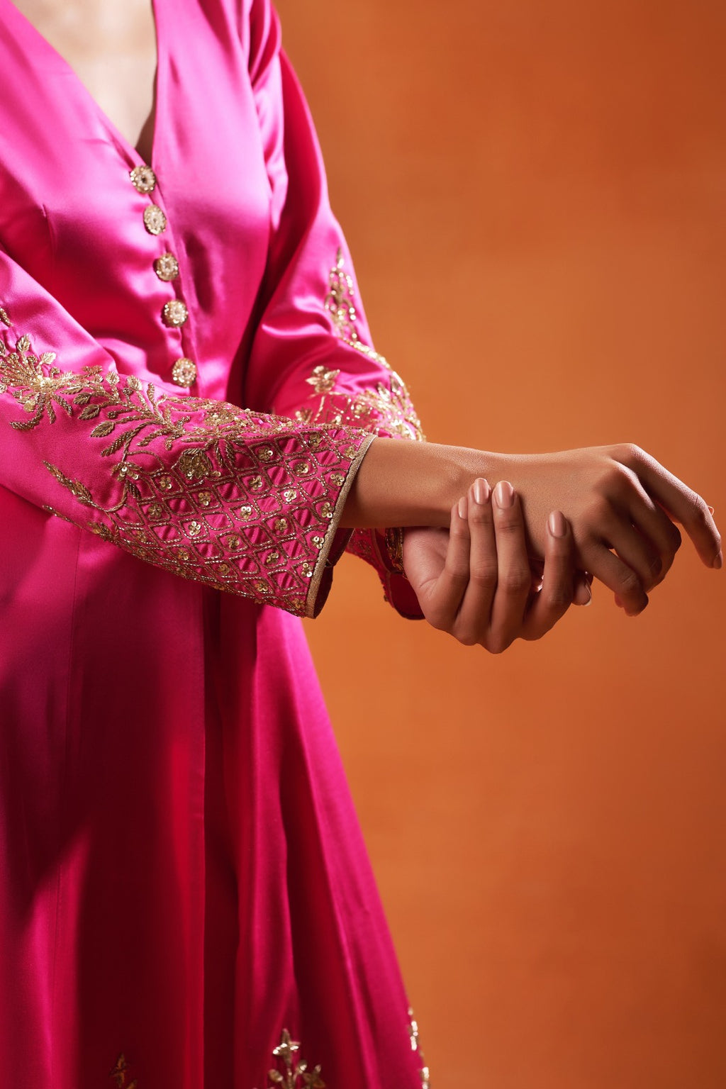 Rani Pink Embroidered Anarkali Set