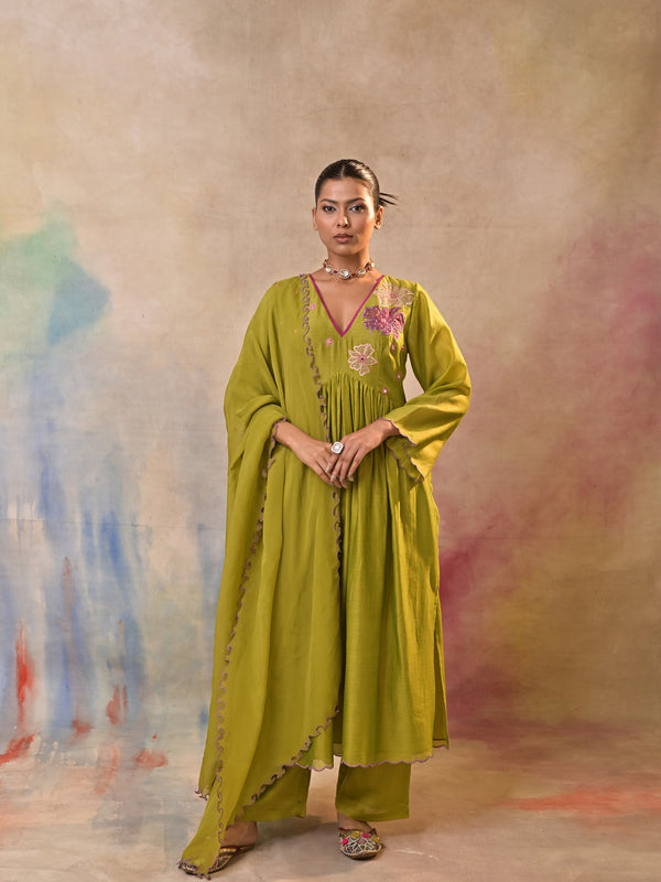 Olive Bloom Embroidered Set