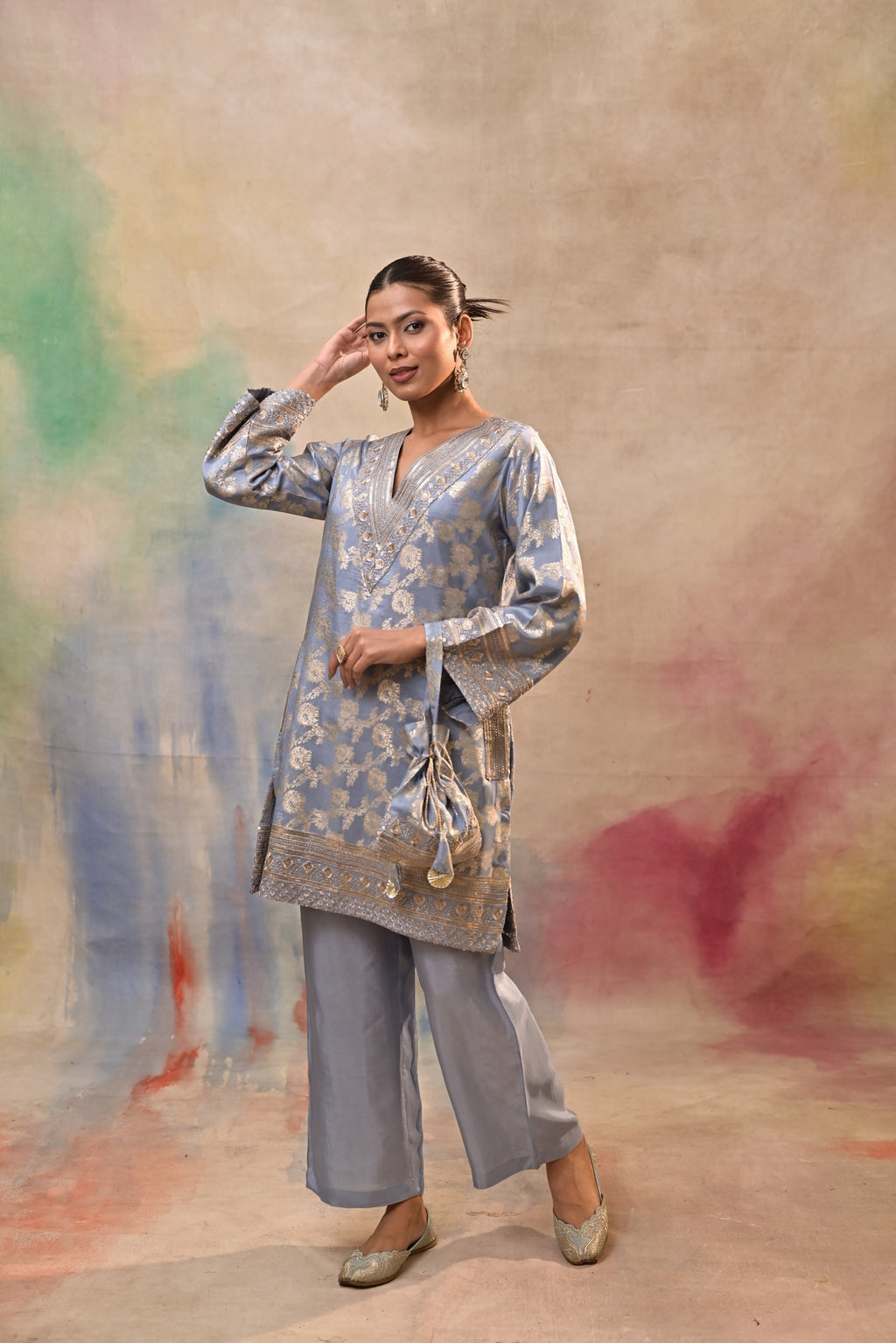 Powder Blue Brocade Co-ord Set