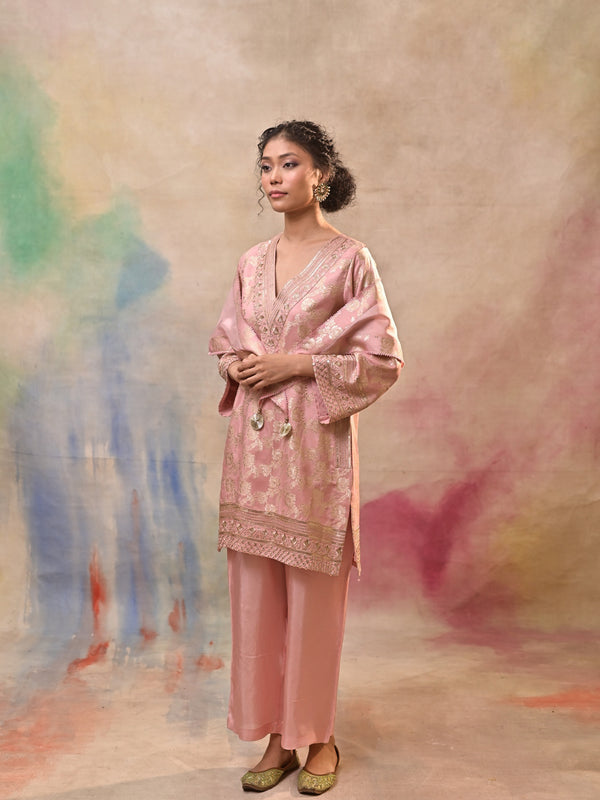 Blush Pink Brocade Co-ord Set