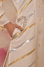 Ivory Gold Angrakha Kurta Set