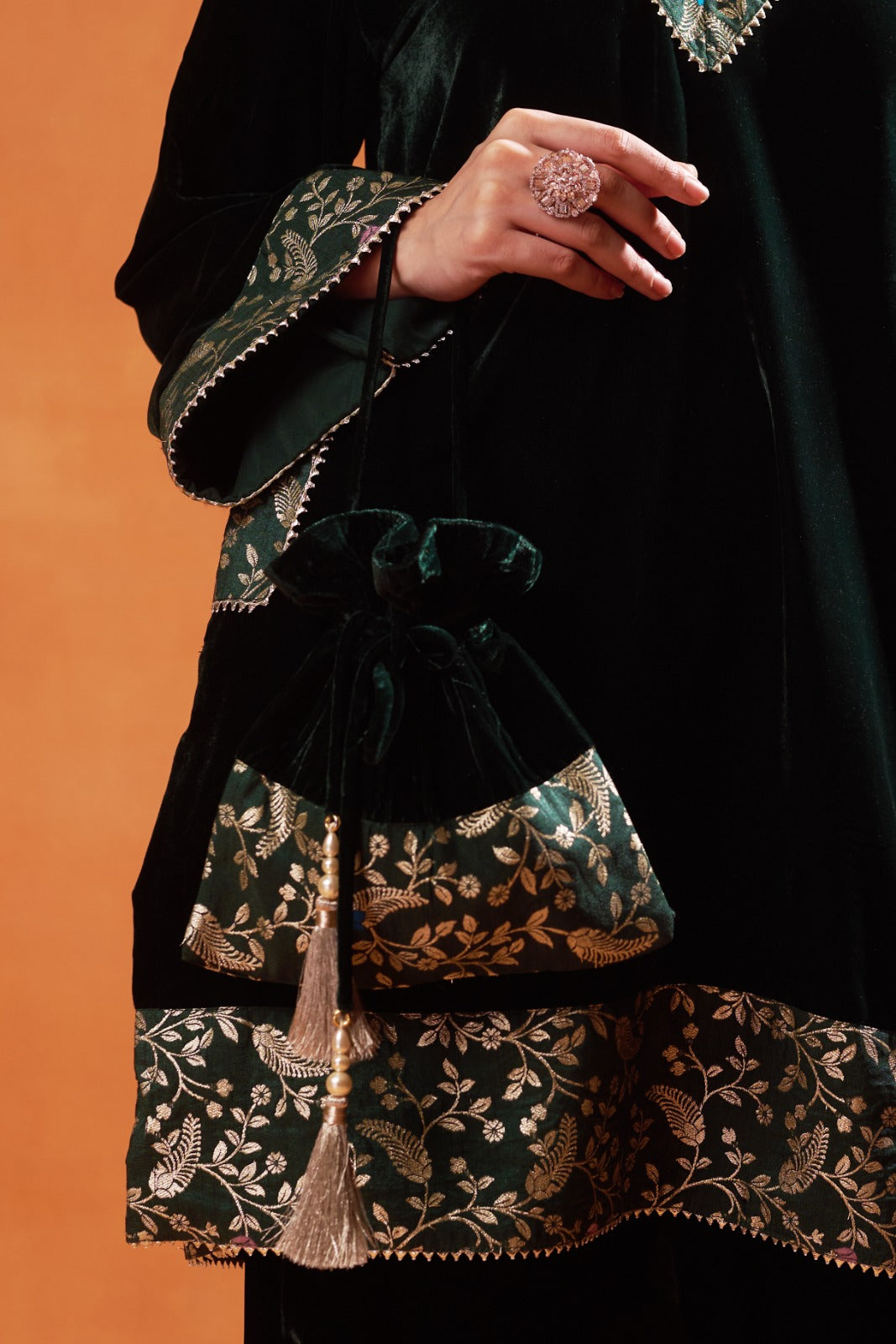 Emerald Brocade Velvet Co-ord Set