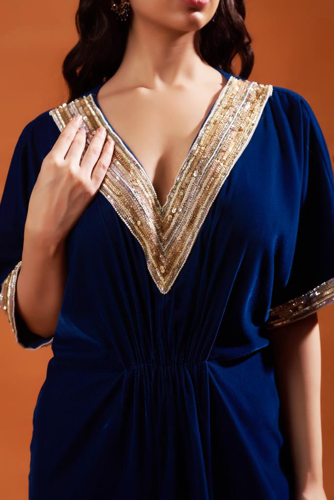 Ruby Red Velvet Kaftan Set