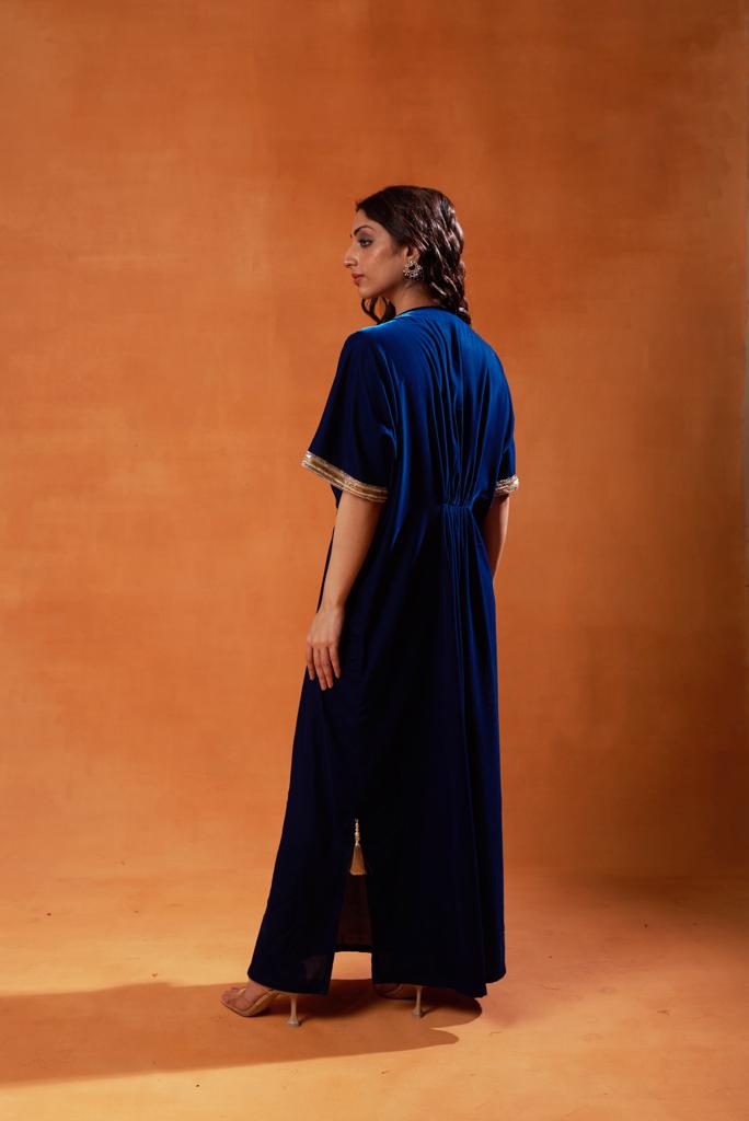 Midnight Blue Velvet Kaftan Set
