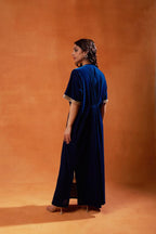 Midnight Blue Velvet Kaftan Set