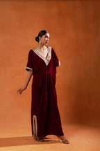 Ruby Red Velvet Kaftan Set