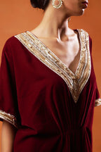 Ruby Red Velvet Kaftan Set