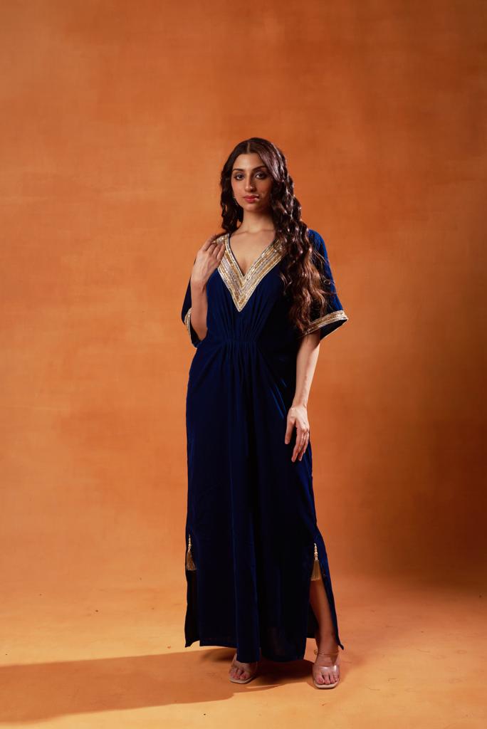 Ruby Red Velvet Kaftan Set